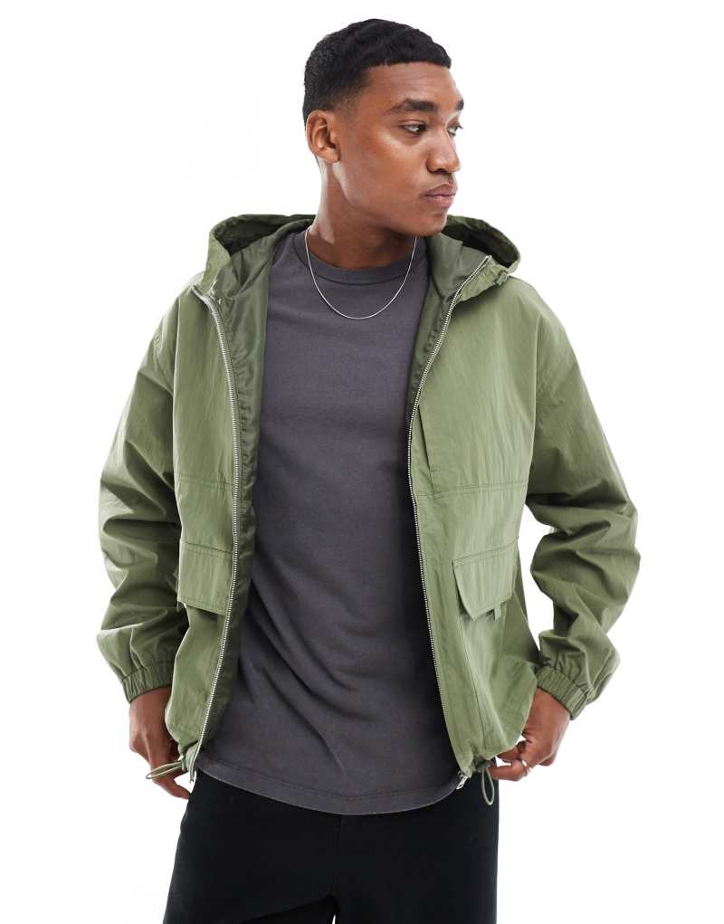 ASOS DESIGN windbreaker jacket in khaki ASOS DESIGN