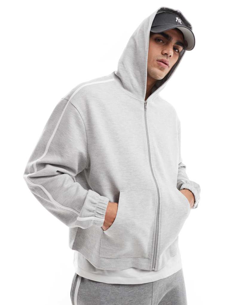 ASOS DESIGN oversized zip through hoodie in light gray ASOS DESIGN