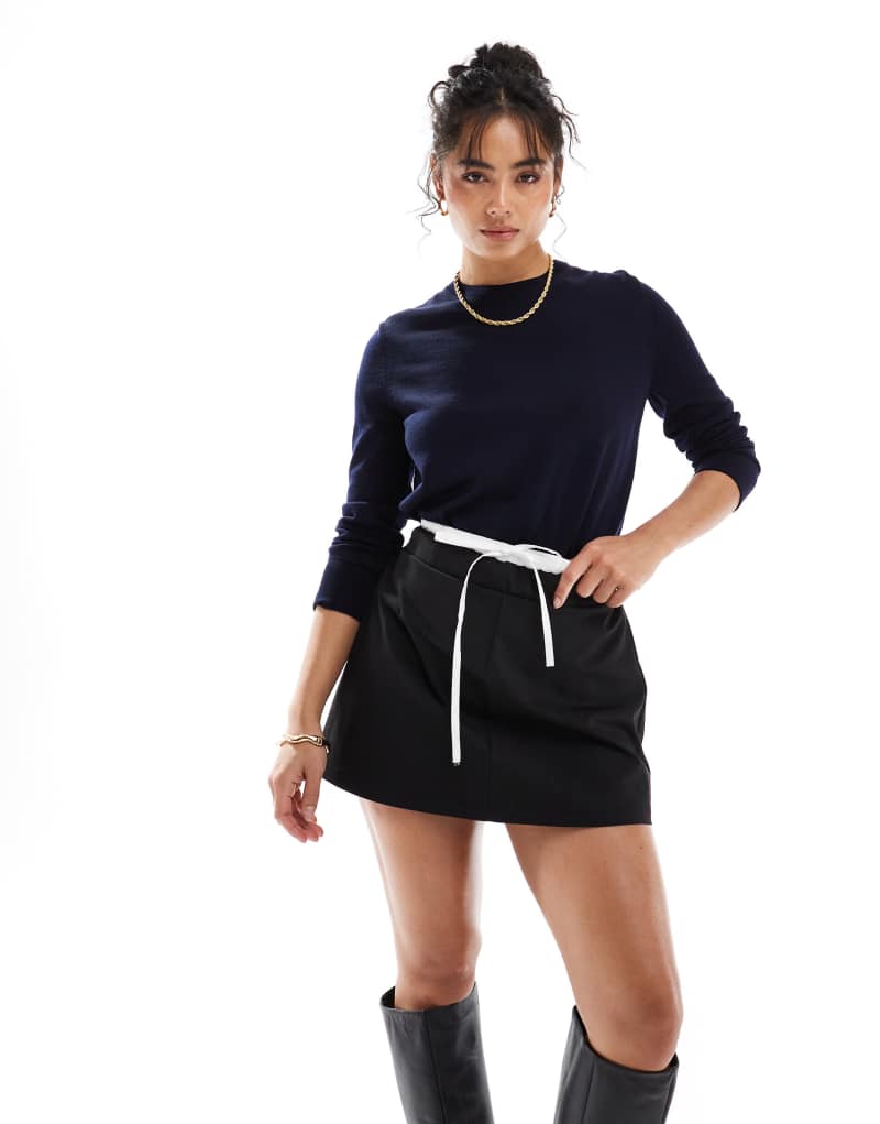 ASOS DESIGN double waistband detail tailored mini skirt ASOS DESIGN