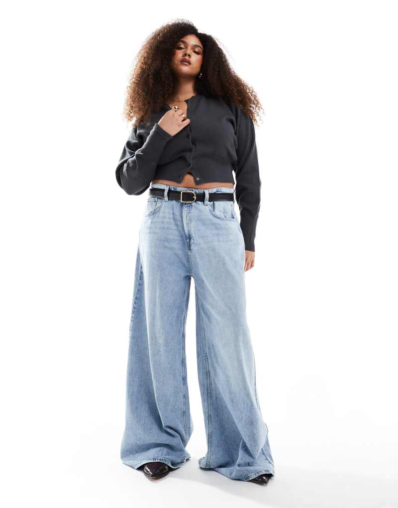 ASOS DESIGN Curve soft wide leg jeans in light blue ASOS Curve