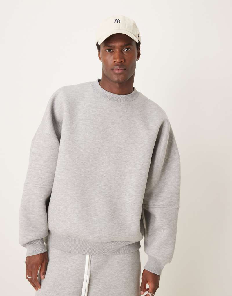 ASOS DESIGN scuba extreme oversized sweatshirt in gray heather ASOS DESIGN