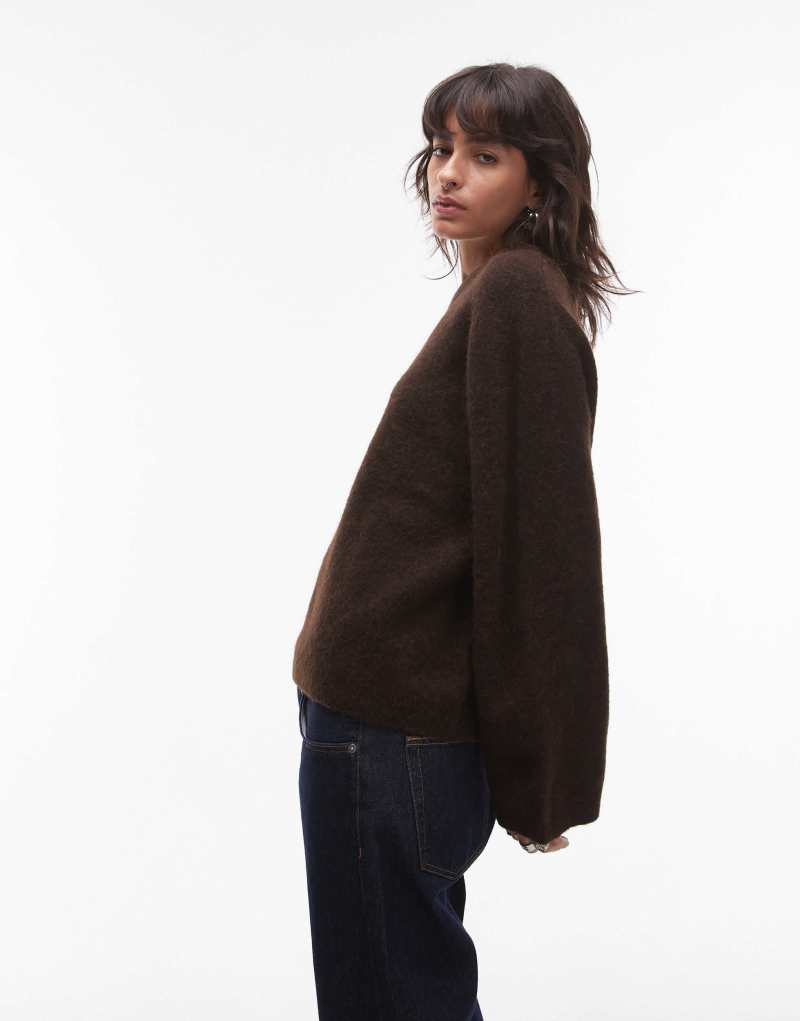 Arket super soft alpaca and wool blend relaxed sweater in brown Arket