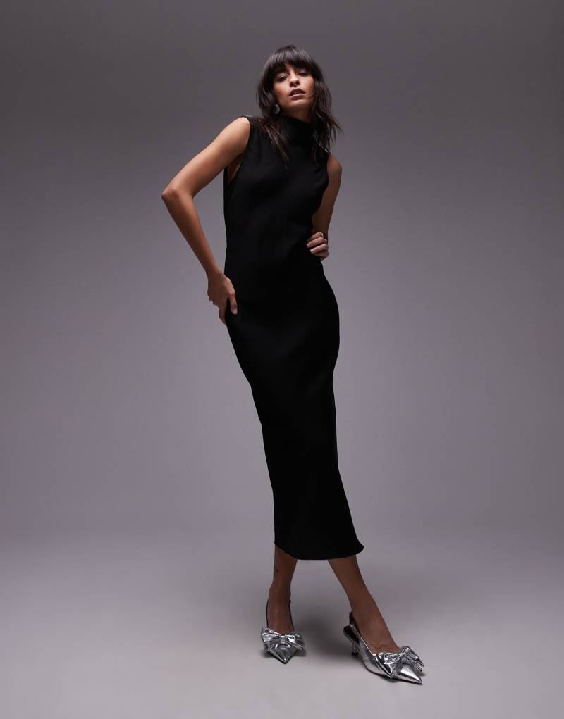 ARKET bias cut maxi dress with low cowl back in black Arket