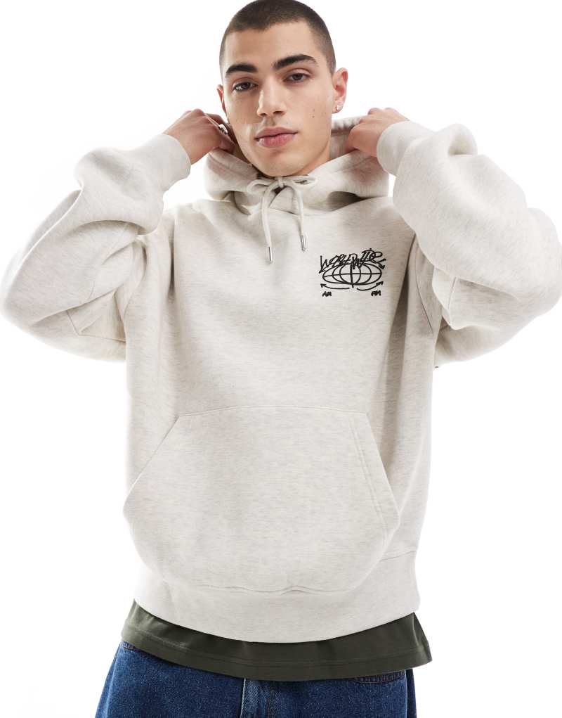 Bershka city back graphic hoodie in gray Bershka