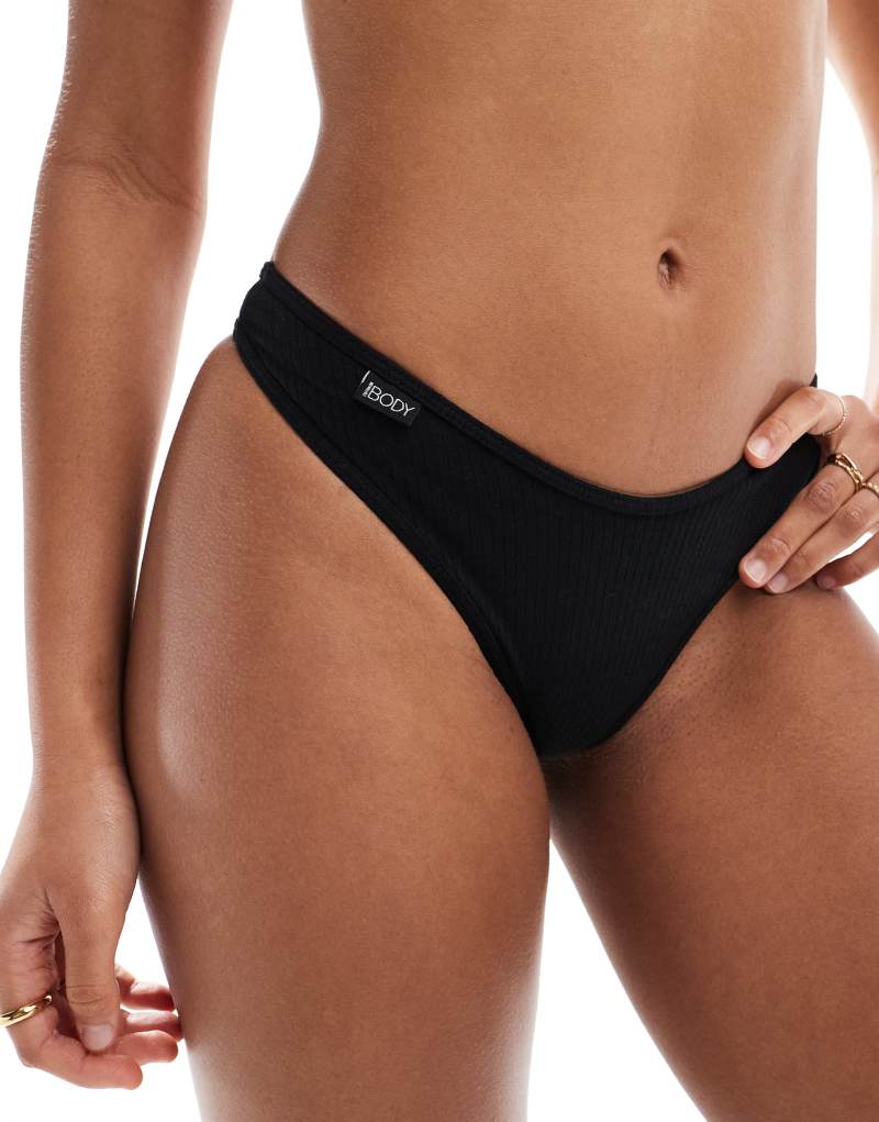 Cotton On cotton rib thong brief in black COTTON ON