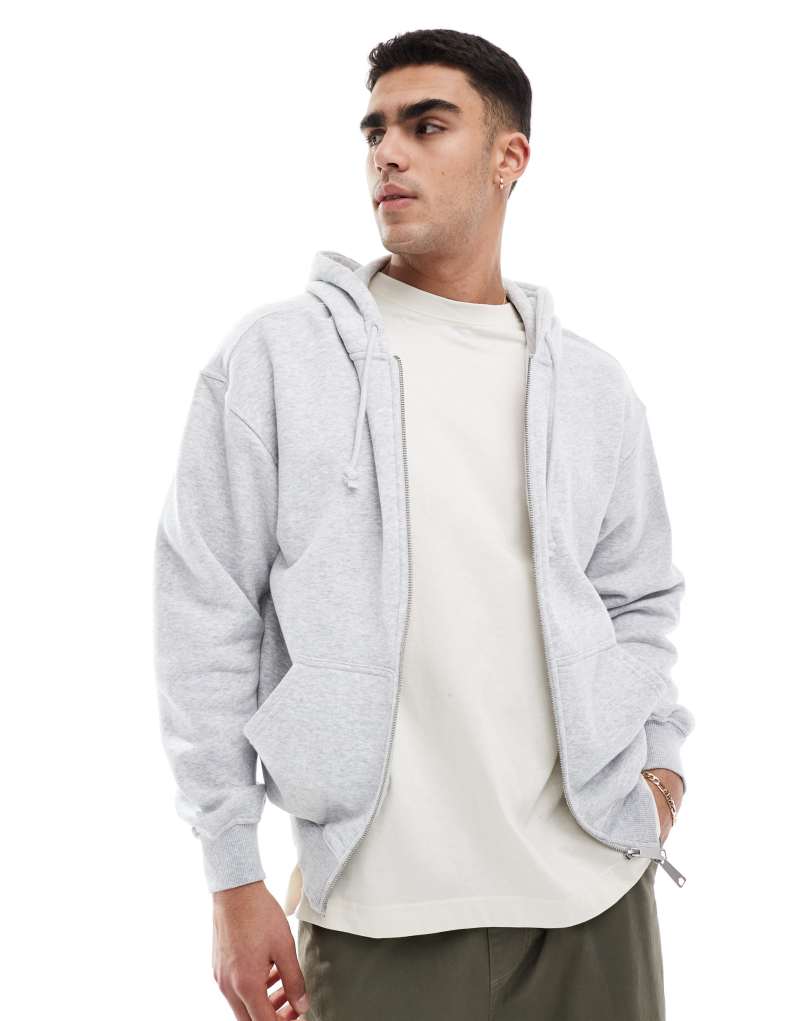 Cotton On box fit zip up hoodie in gray heather COTTON ON