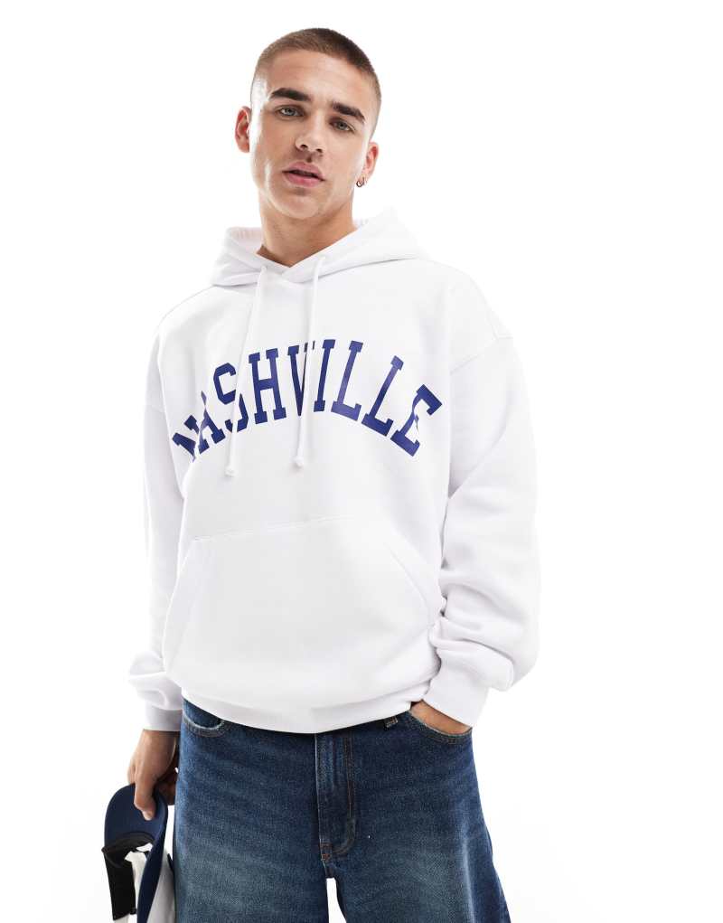 Cotton On boxy fit hoodie with Nashville print in white COTTON ON