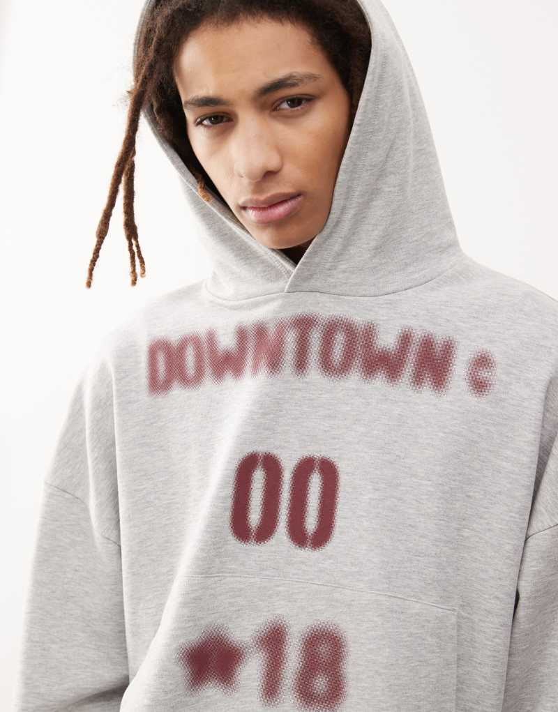 COLLUSION heather gray boxy hoodie with burgundy print - part of a set Collusion