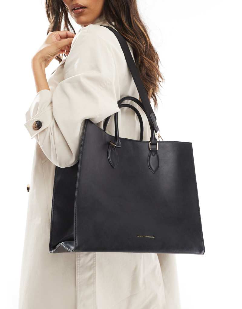 French Connection square tote bag in black French Connection