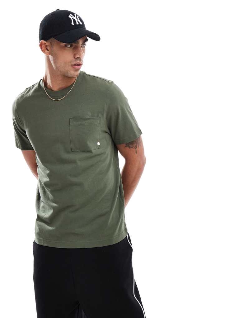 Farah Stacy pocket T-shirt in khaki green Farah