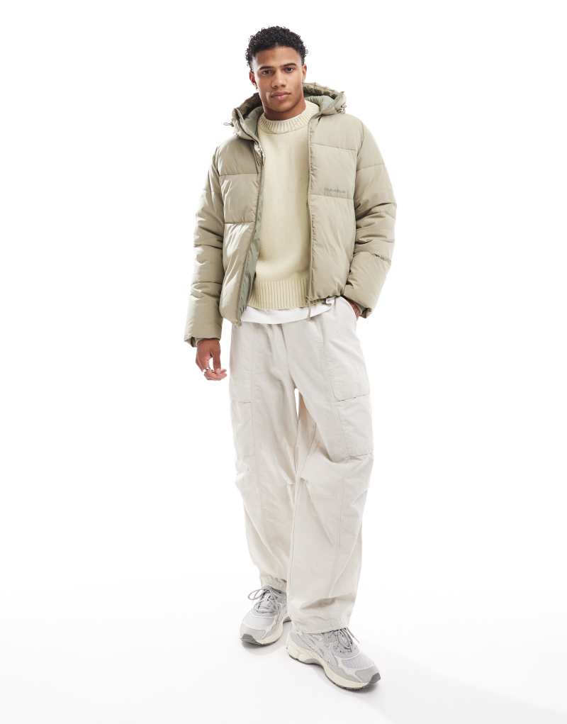 Jack & Jones oversized boxy puffer jacket in beige  Jack & Jones