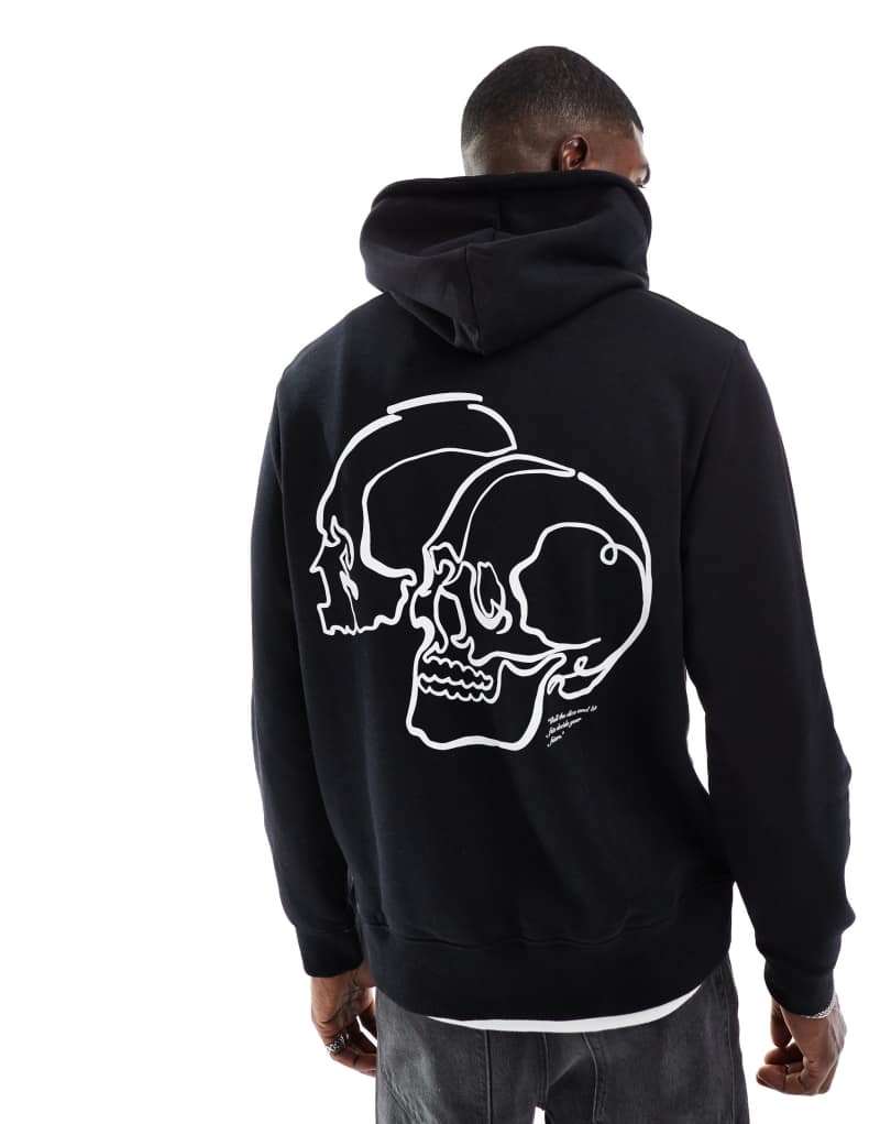 Jack & Jones oversized hoodie with skull back print in black  Jack & Jones