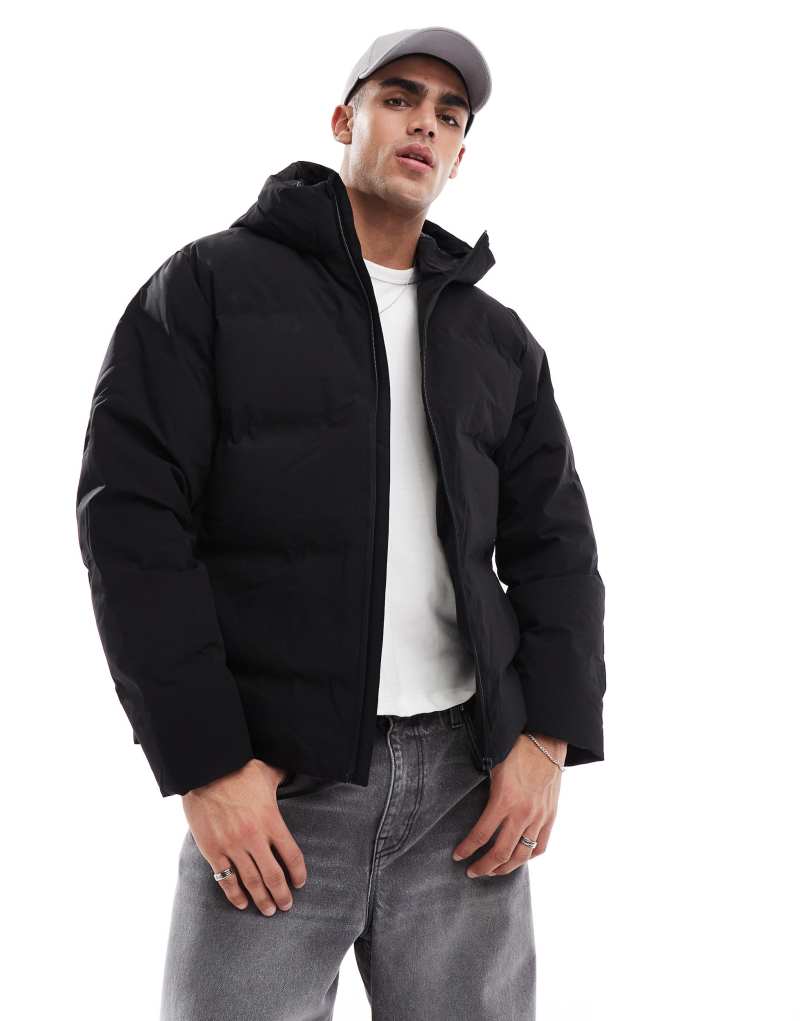 Jack & Jones short down puffer jacket in black Jack & Jones