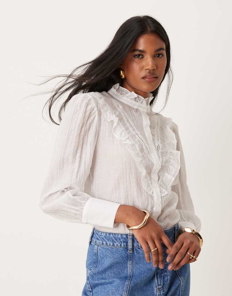 JDY front detail shirt in white JDY