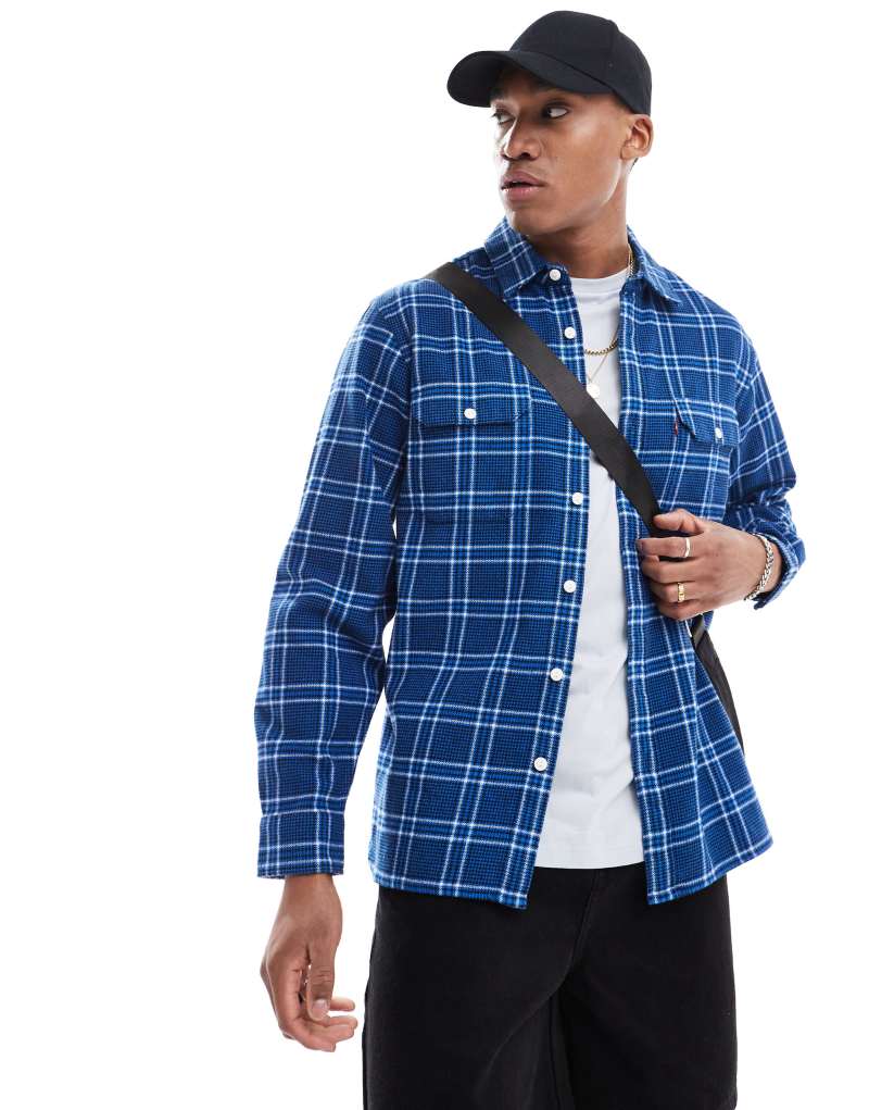 Levi's Jackson plaid worker shirt in mid blue Levi's®