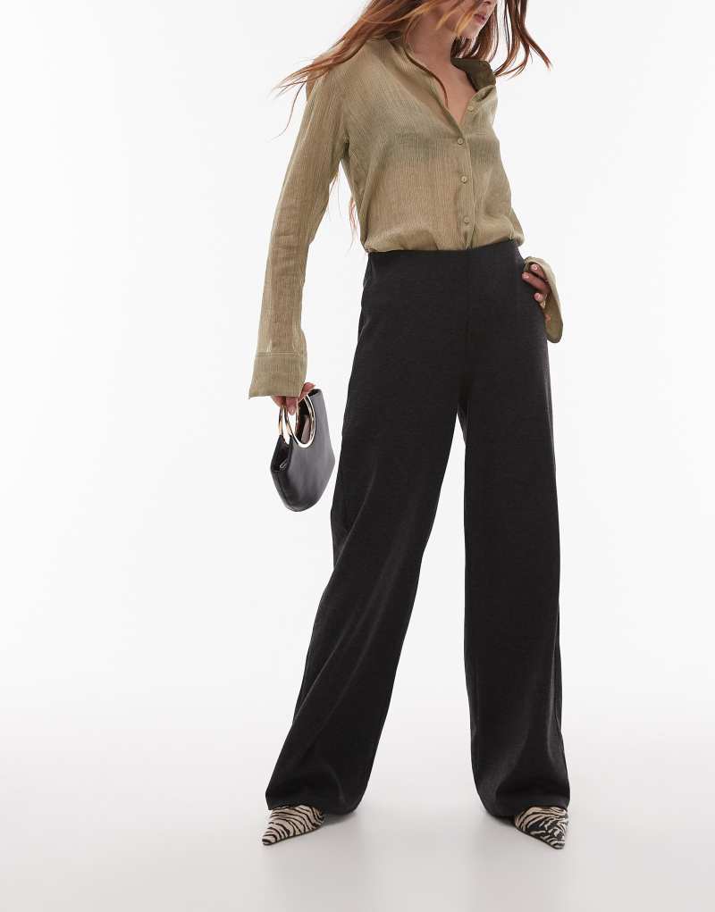 Mango relaxed fit jersey pants in dark gray - part of a set MANGO