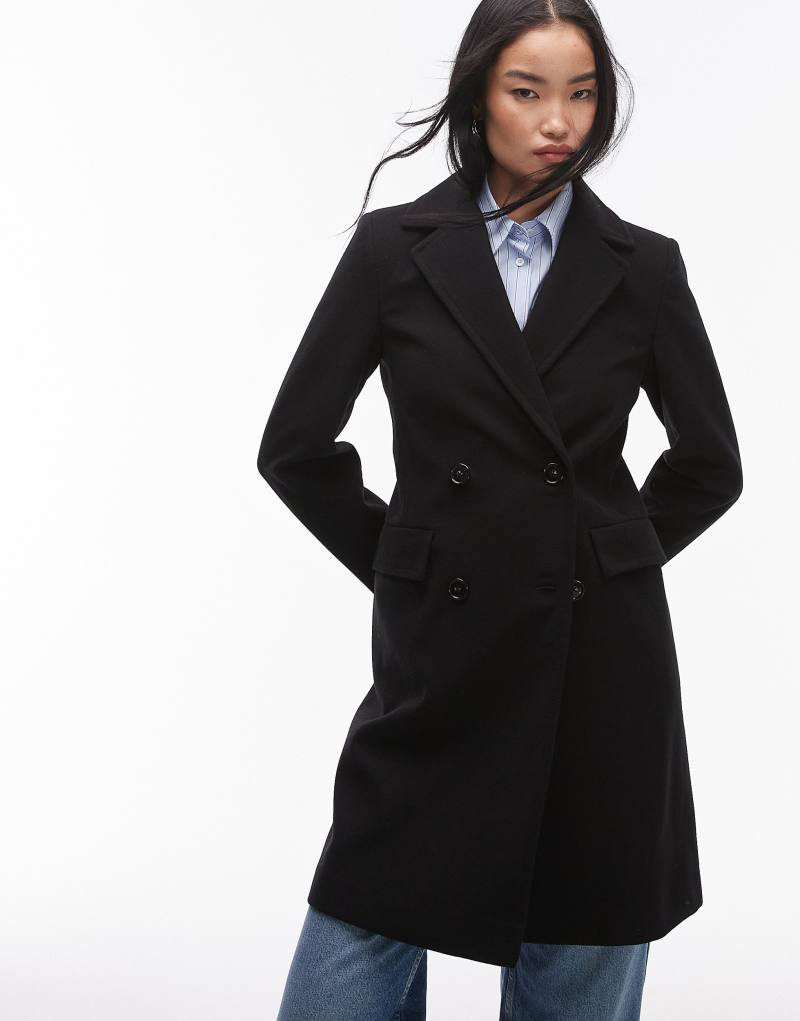 Mango double breasted wool coat in black MANGO