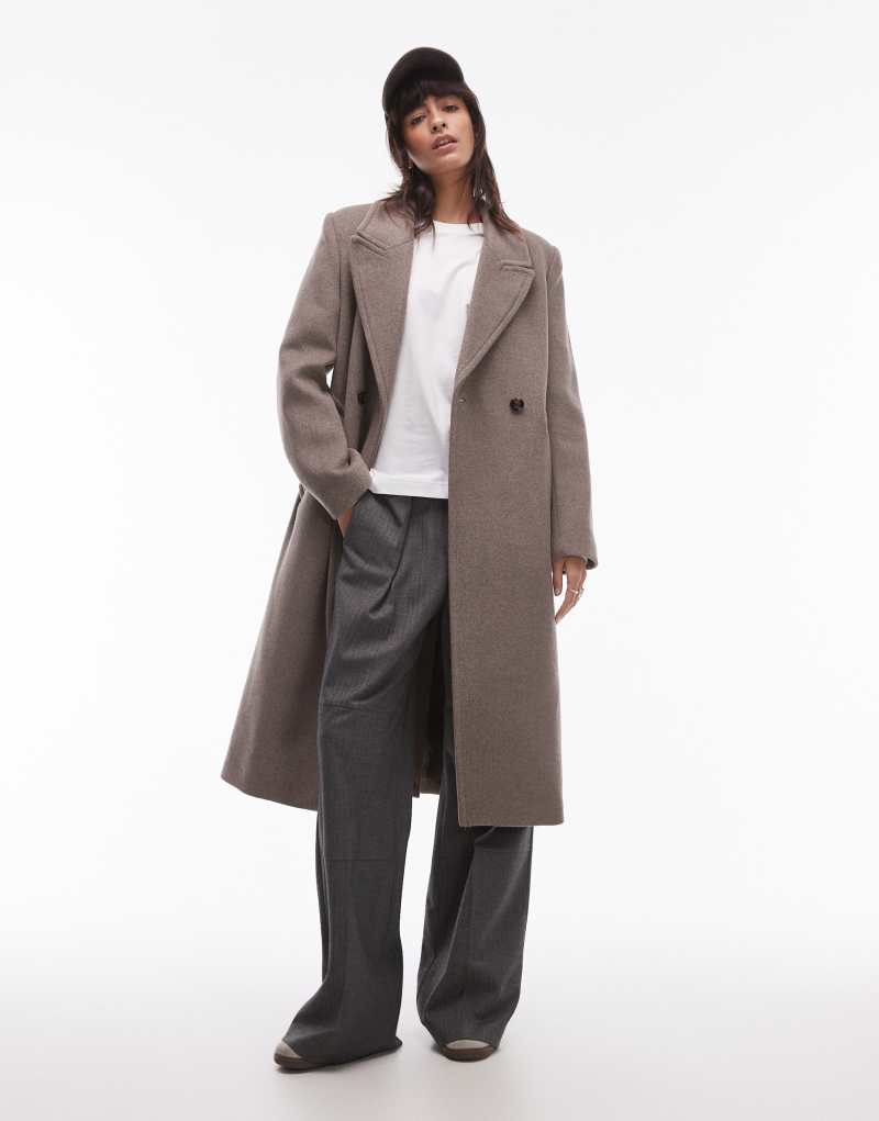 Mango tailored wool mix coat in light brown MANGO