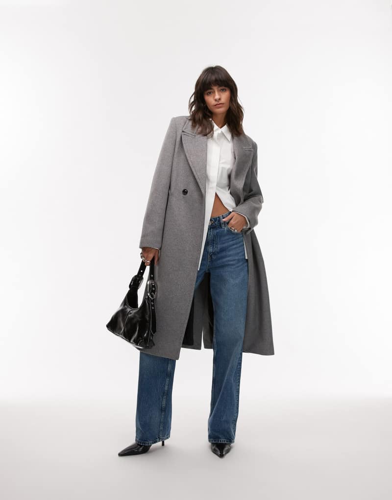 Mango tailored wool mix coat in gray MANGO