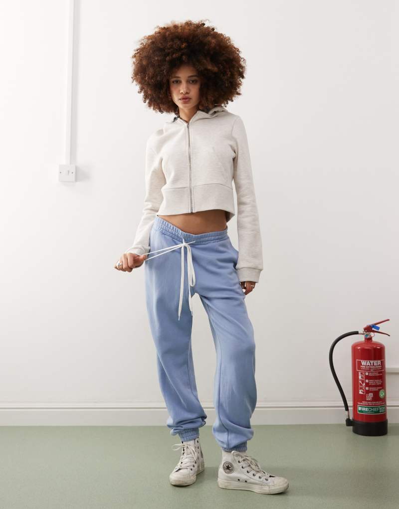 Monki cuffed sweatpants in washed blue Monki