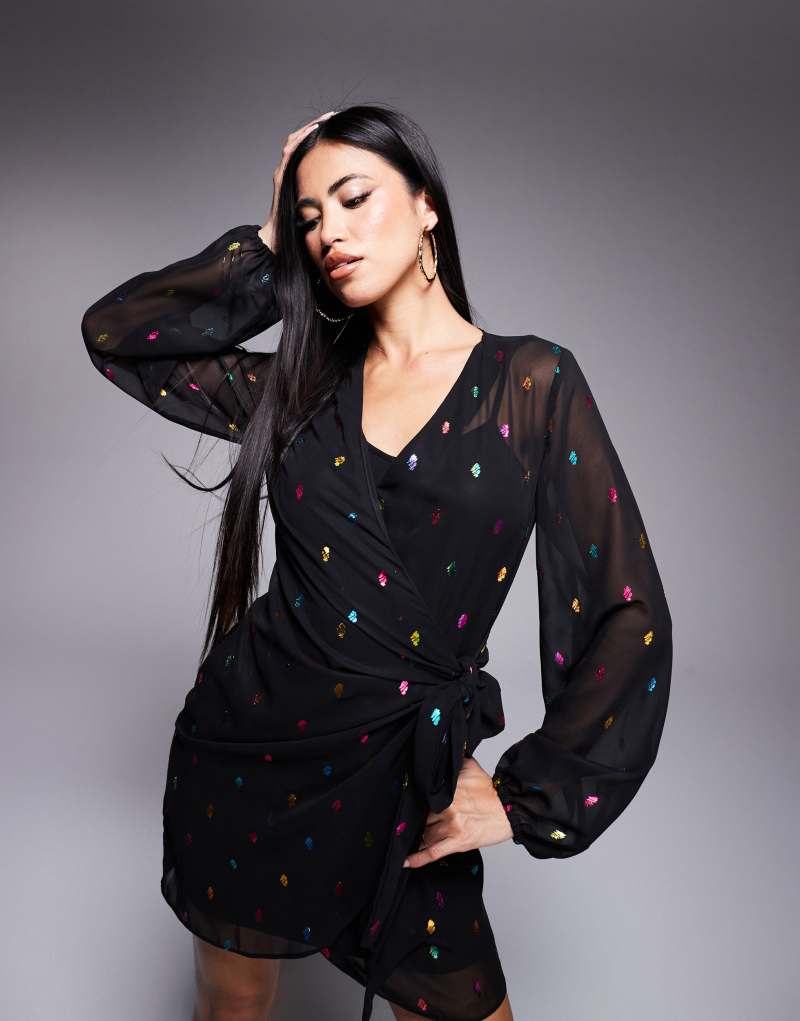 Never Fully Dressed Vienna multi-color metallic mini dress in black NEVER FULLY DRESSED