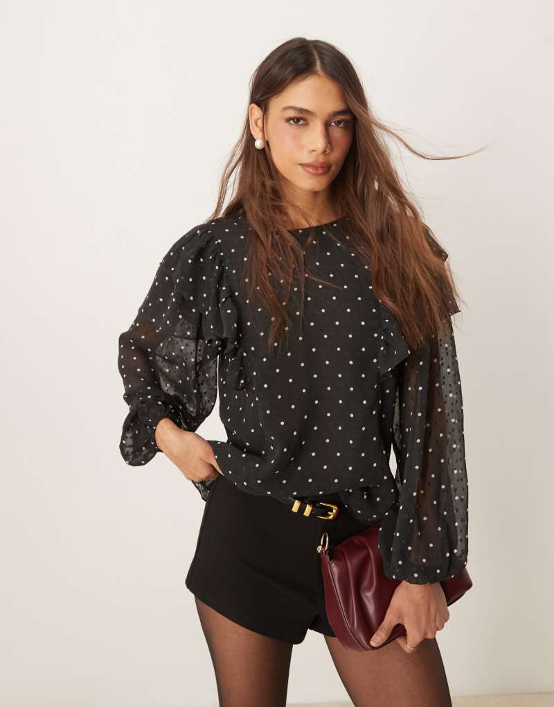 Nobody's Child Finola ruffle blouse in polka dot Nobody's Child