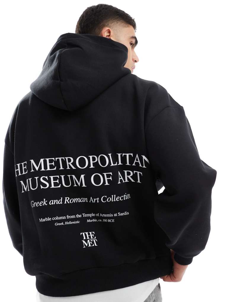 Pull&Bear "The Met" printed hoodie in black Pull&Bear