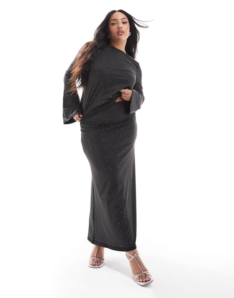 Renee Studio x Michelle Nayla exclusive all over hotfix maxi skirt in black - part of a set Renee Studio