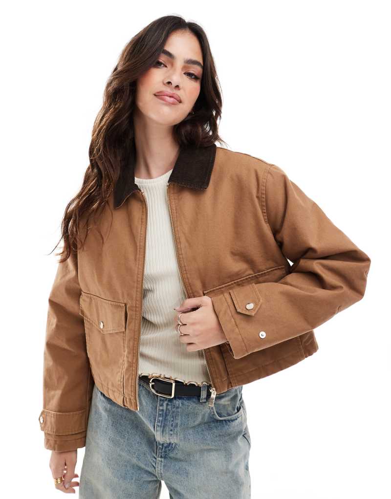 Stradivarius barn jacket in brown Stradivarius