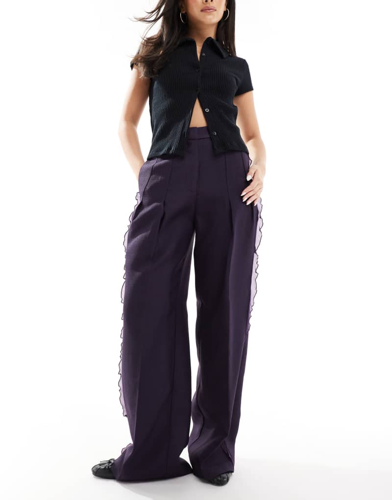 Scalpers High Rise Pants In Purple   Scalpers