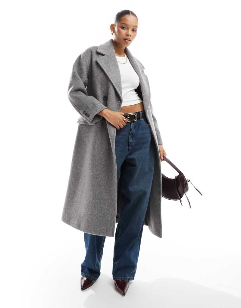 Stradivarius oversized soft touch coat in gray Stradivarius