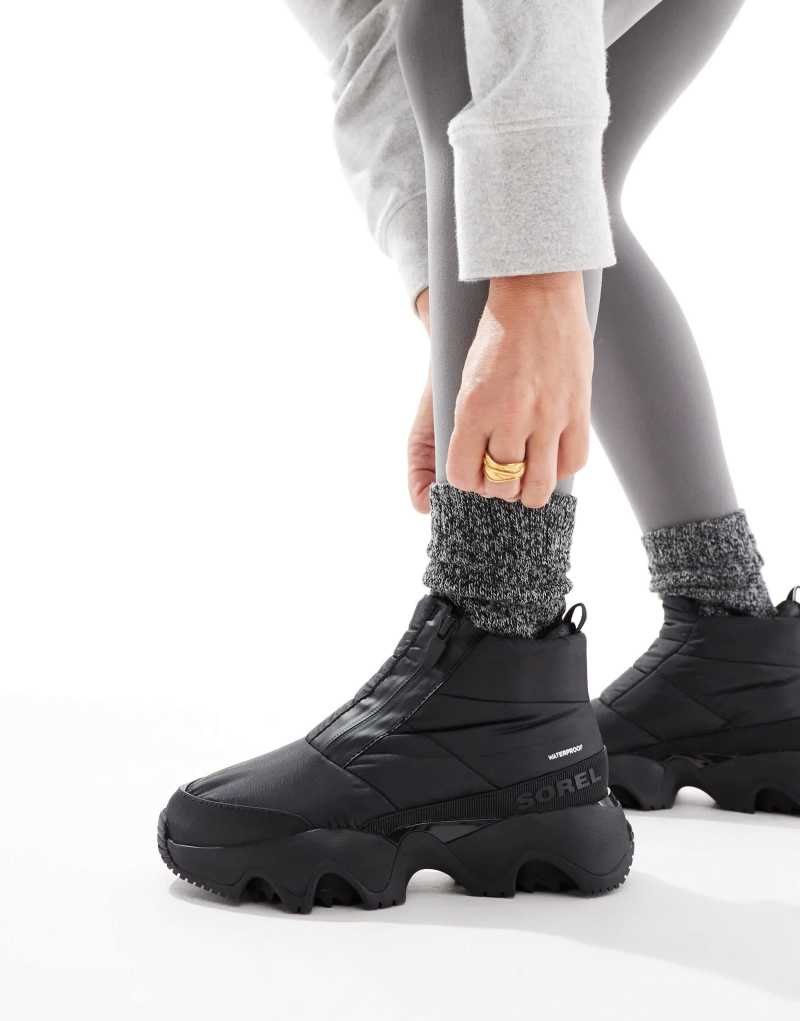 Зимние водонепроницаемые ботинки SOREL Kinetic Impact Puffy Zip с верхом из прочного материала Sorel