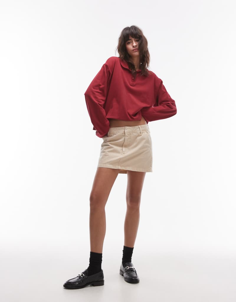 Topshop canvas pelmet micro skirt in tan TOPSHOP