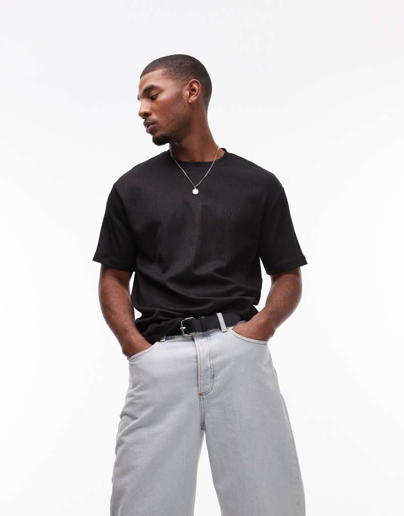 Topman oversized fit coated T-shirt in black TOPMAN