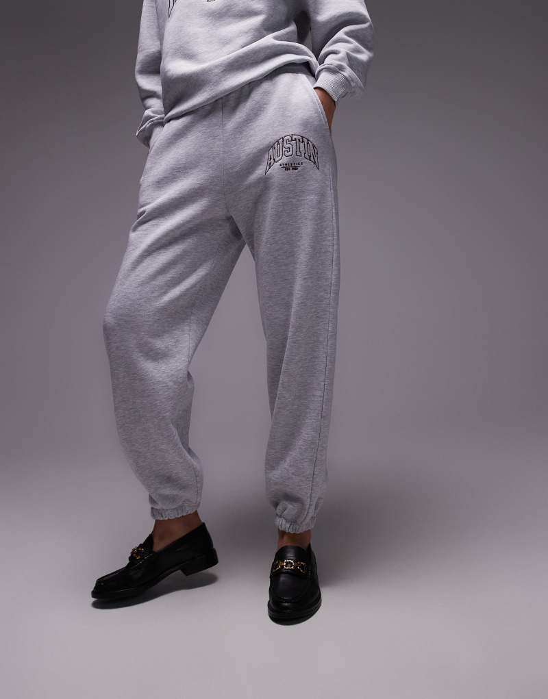 Topshop co ord graphic Austin cuffed sweatpants in gray - part of a set TOPSHOP