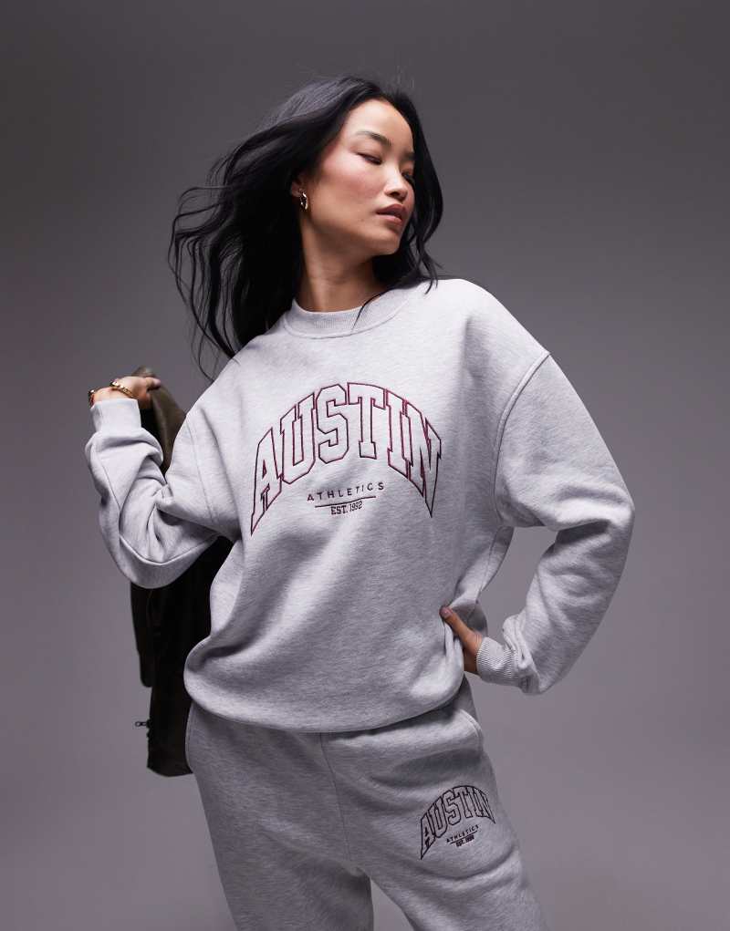 Topshop graphic Austin sweatshirt in gray - part of a set TOPSHOP