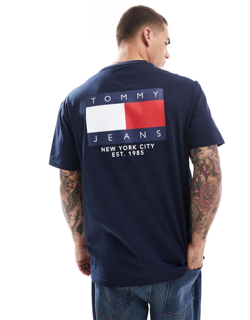 Tommy Jeans flag logo back print T-shirt in navy Tommy Jeans