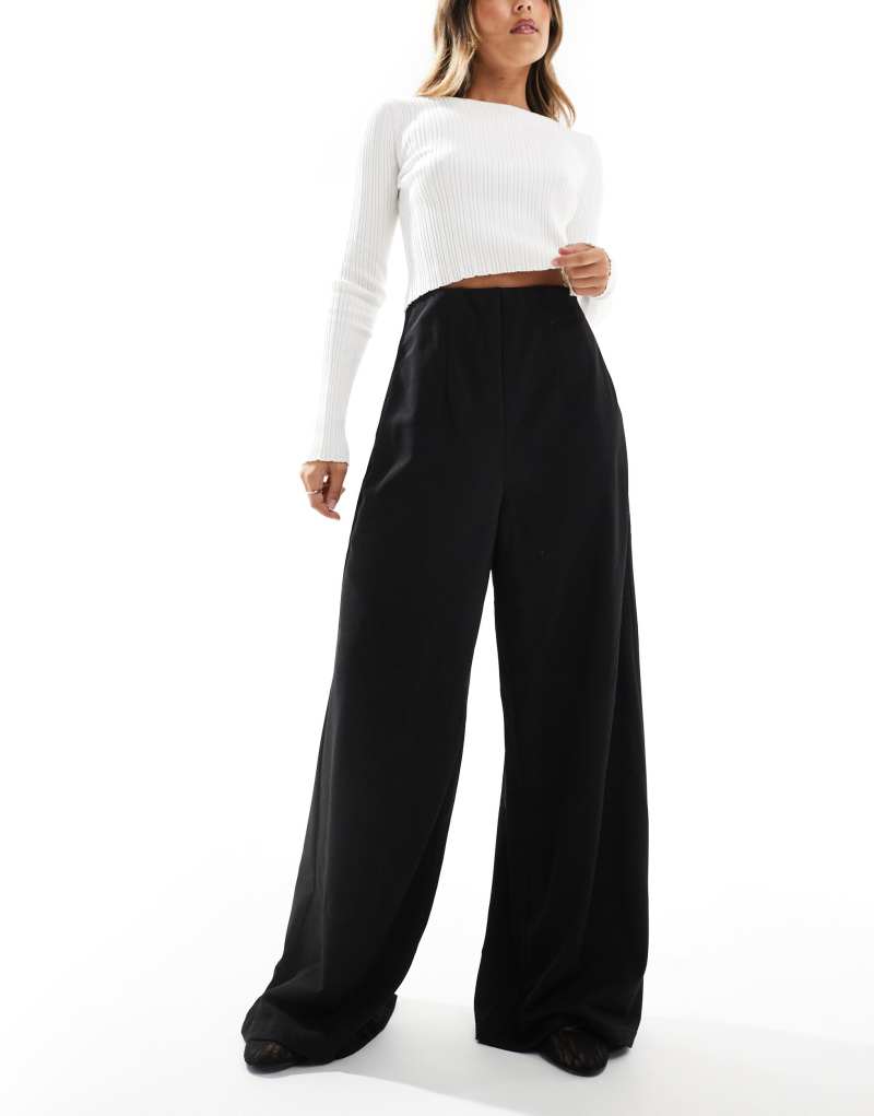 Vero Moda jersey crepe super wide leg pants in black VERO MODA