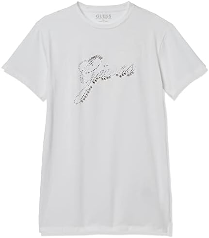 GUESS Girls' Big Rhinestone Logo Organic Stretch Jersey T-Shirt GUESS