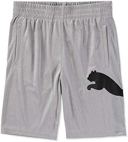 PUMA Boys' Core Essential Athletic Shorts (Large, Light Heather Grey Black) PUMA