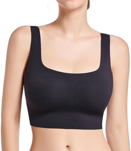 SHAPERX Women's High Stretch Wireless Bra with Scoop Longline Design and Removable Pads SHAPERX