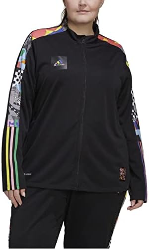 adidas Women's Plus Size Pride Tiro 21 Track Jacket, Black/Multicolor Adidas