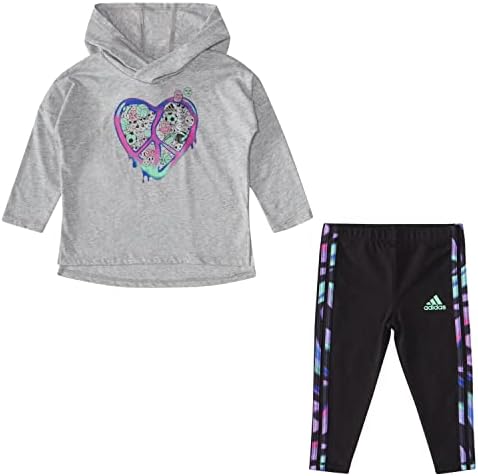 adidas baby-girls Long Sleeve Hooded Tee & Tight Set Adidas