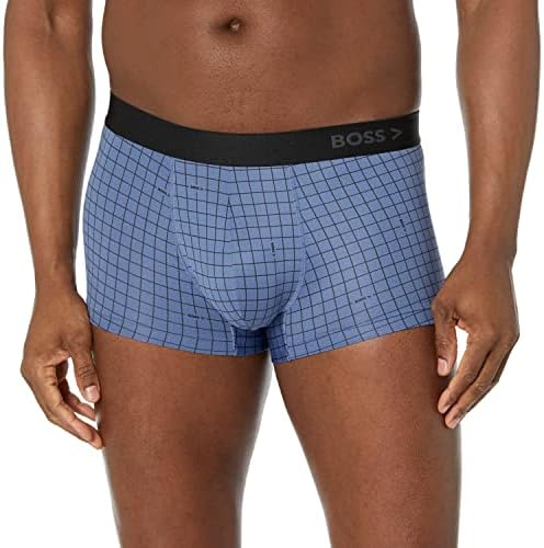 BOSS Men's Plaid Exposed Waitband Logo Trunk BOSS