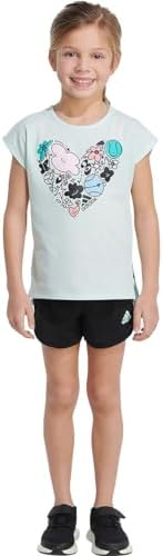 adidas girls Graphic Tee & Gym Shorts T-shirt Set Adidas