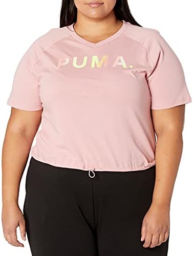 PUMA Women's Chase V-Neck T-Shirt, Bridal Rose, XL PUMA