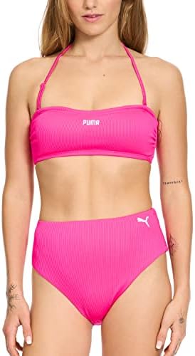 PUMA Women's Bandeau Ribbed Bikini Top & Bottom Set PUMA