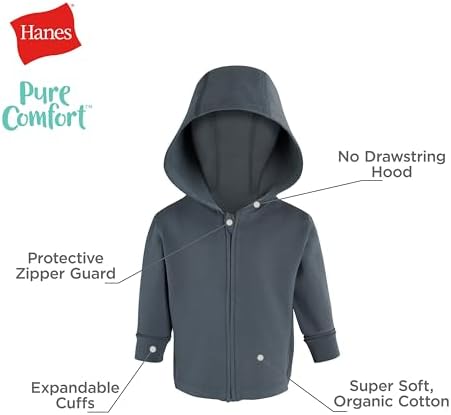 Hanes Baby Pure Comfort Organic French Terry Full-Zip Hoodie Hanes