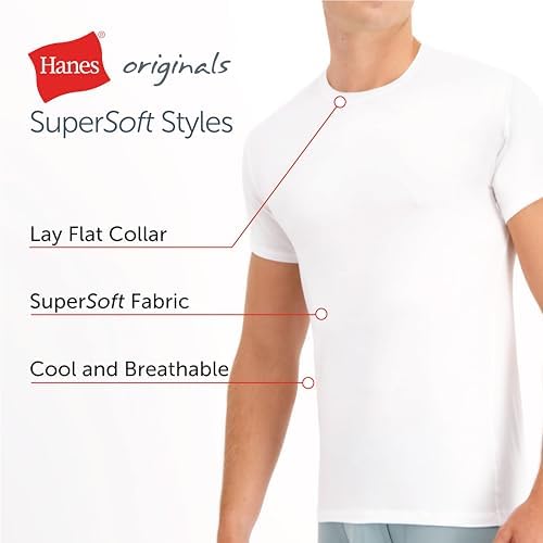 Hanes Men's Originals Supersoft T-Shirt, Viscose from Bamboo Undershirt, 2-Pack Hanes