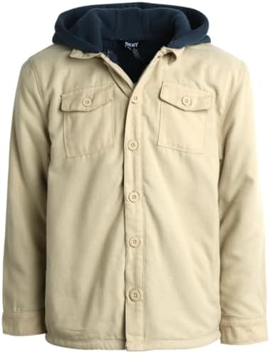 DKNY Boys' Shirt Jacket - Heavyweight Warm Button Down Long Sleeve Shirt Jacket - Cozy Flannel Shacket for Boys (8-20) DKNY